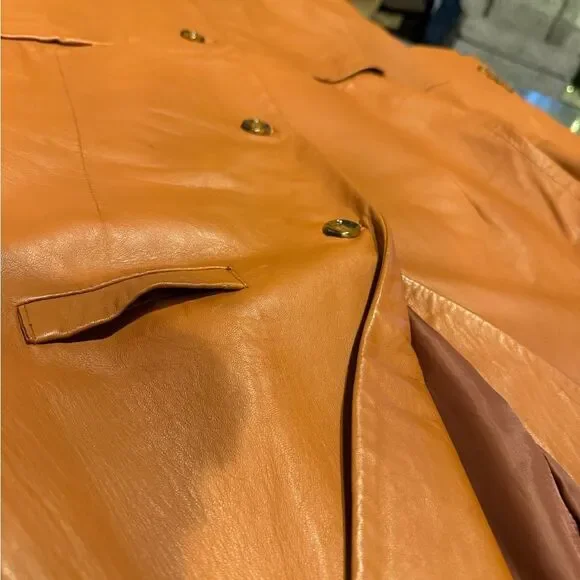 Vintage Macy’s men storeAlfani Men's lamb skin tan Leather Jacket L42